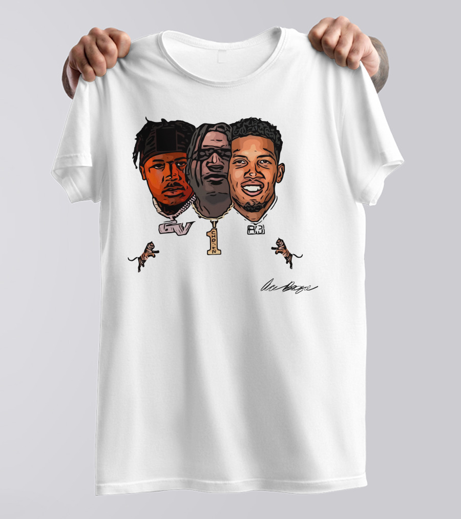 Joe Burrow Ja'Marr Chase Tee Higgins Tyler Boyd Bengals Football Faces And Chains T-Shirt