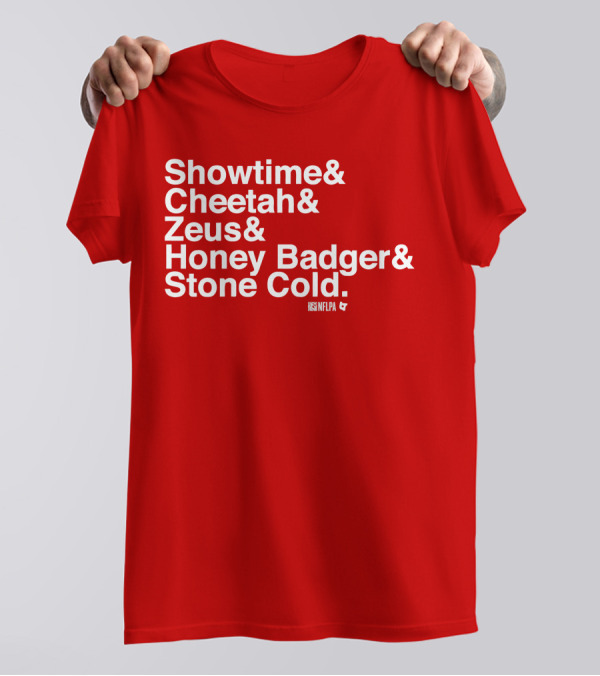 Showtime Cheetah Zeus Honey Badger Stone Cold NFLPA T-Shirt
