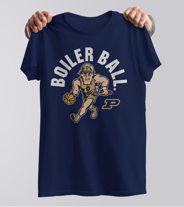 Purdue Boiler Ball Mascot Dribbling Basketball T-Shirt