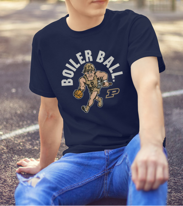 Purdue Boiler Ball Mascot Dribbling Basketball T-Shirt