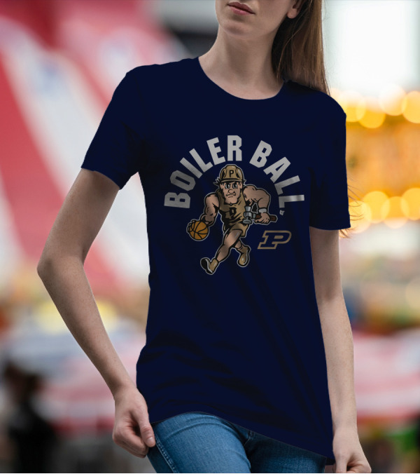 Purdue Boiler Ball Mascot Dribbling Basketball T-Shirt