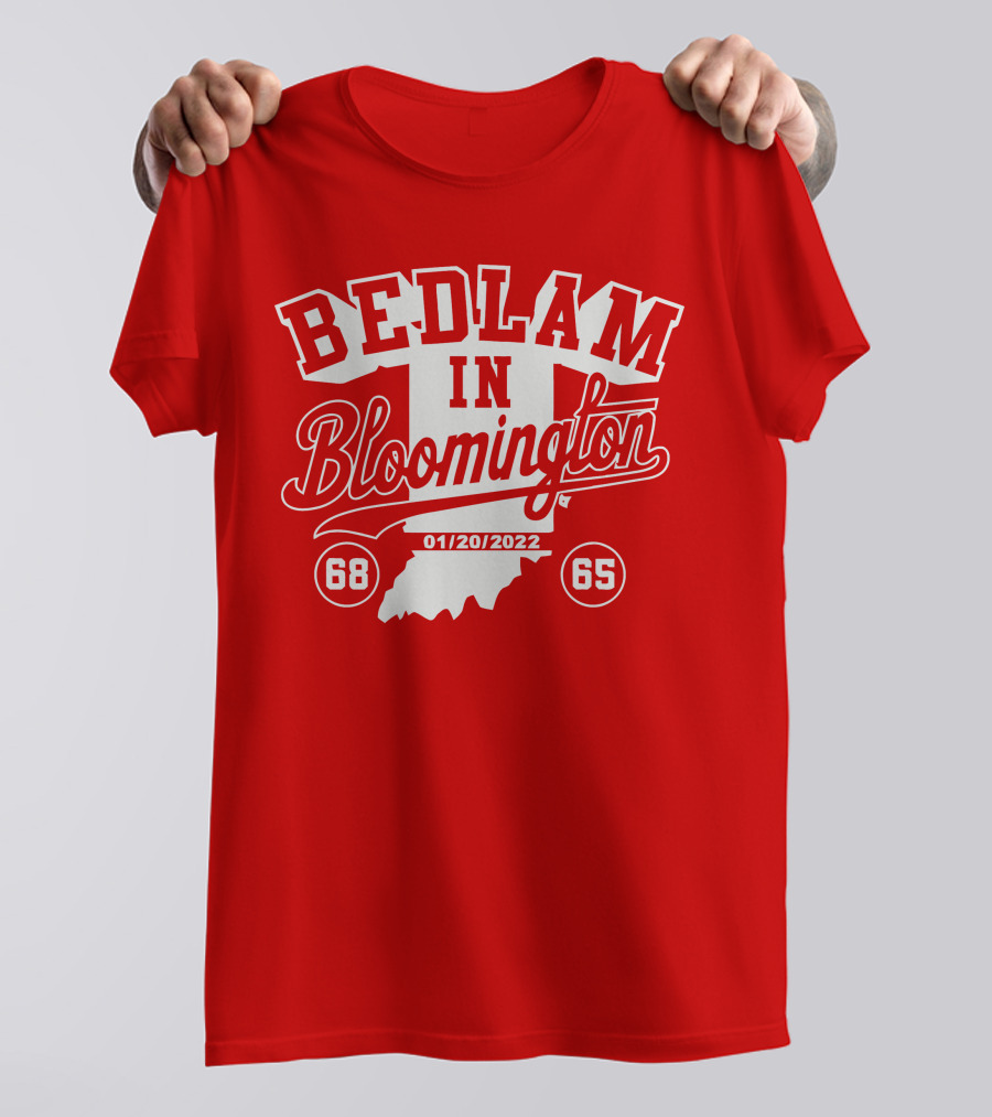 Bedlam In Bloomington 68-65 Indiana Map 01/20/2022 T-Shirt