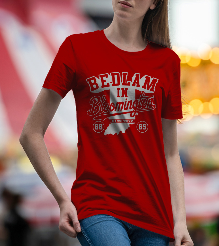 Bedlam In Bloomington 68-65 Indiana Map 01/20/2022 T-Shirt