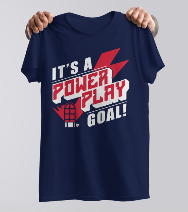 IT'S A POWER PLAY GOAL Retro Hockey Net Lightning Bolt T-Shirt