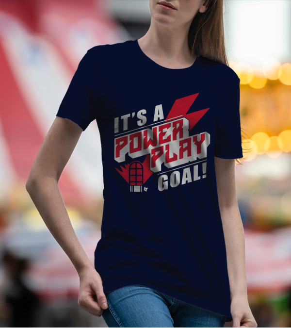 IT'S A POWER PLAY GOAL Retro Hockey Net Lightning Bolt T-Shirt