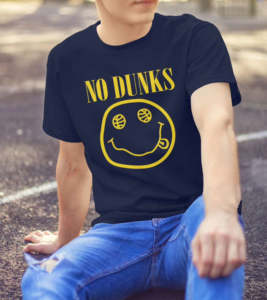 No Dunks Smiley Face Basketball Eyes T-Shirt