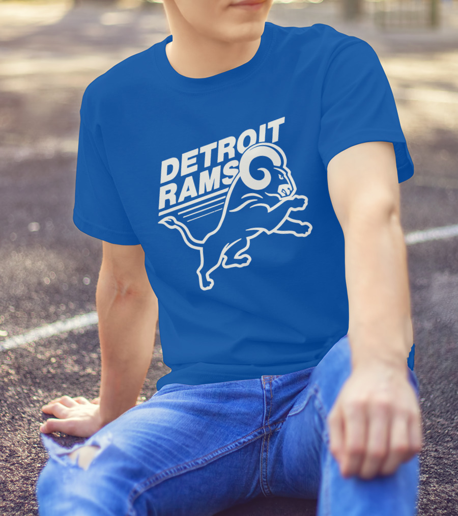 Detroit Rams Football Team Logo Crossover Fan Merchandise T-Shirt
