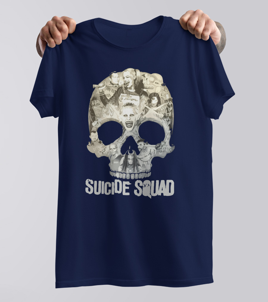 Suicide Squad Skull Collage With Iconic Characters T-Shirt