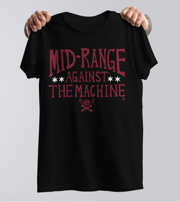 Mid-Range Against The Machine Chicago Basketball Stars And Skulls T-Shirt