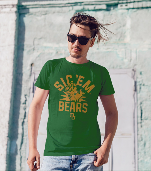 Sic 'Em Bears BU Baylor Paw Green Gold T-Shirt