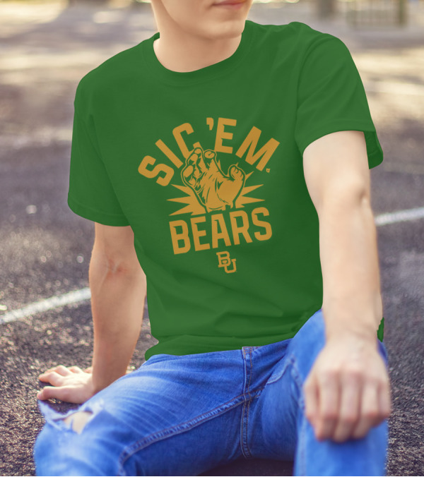 Sic 'Em Bears BU Baylor Paw Green Gold T-Shirt