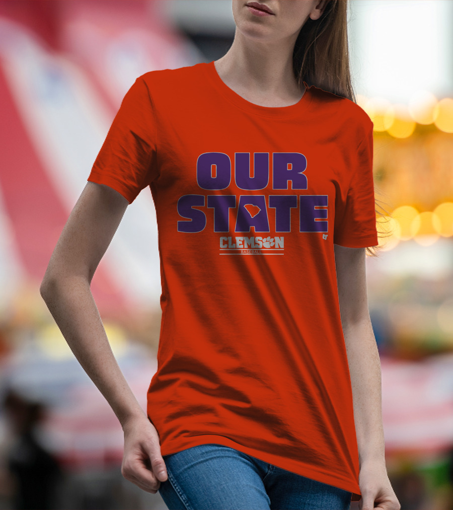 Clemson Baseball Our State South Carolina Outline T-Shirt