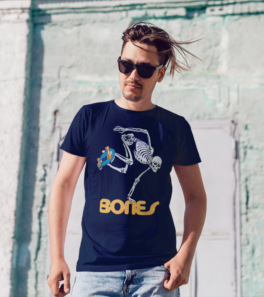 Bones Brigade Skeleton On Skateboard T-Shirt