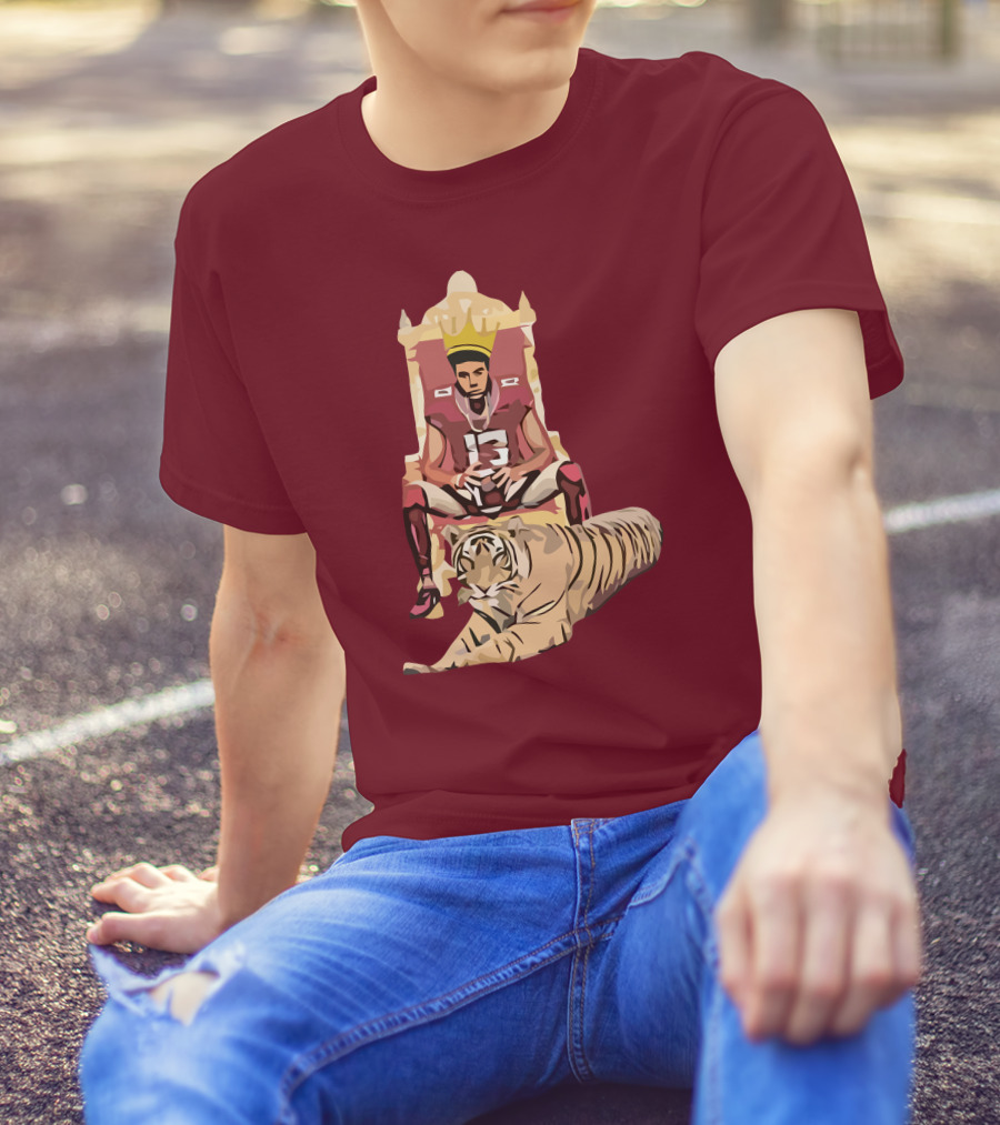 Jordan Travis College King Football Throne With Crown And Tiger T-Shirt
