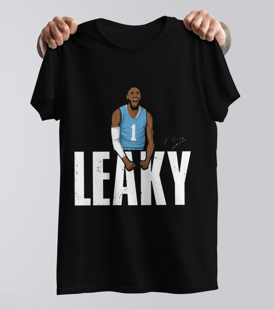 Leaky Black Number 1 Jersey Graphic Blue Basketball T-Shirt
