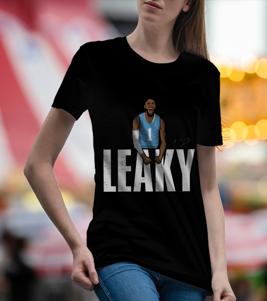 Leaky Black Number 1 Jersey Graphic Blue Basketball T-Shirt