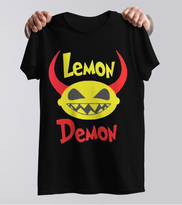 Lemon Demon Smiling Yellow Face With Red Horns T-Shirt