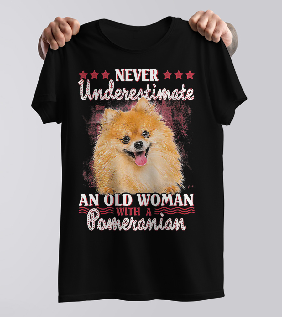 NEVER UNDERESTIMATE AN OLD WOMAN WITH A POMERANIAN T-Shirt