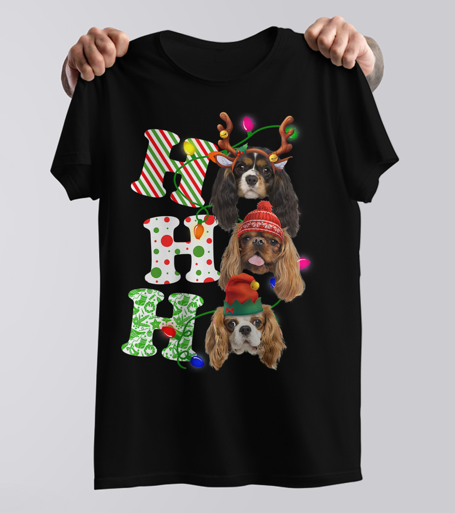 Ho Ho Ho Christmas Cavalier King Charles Spaniel Festive Dogs T-Shirt