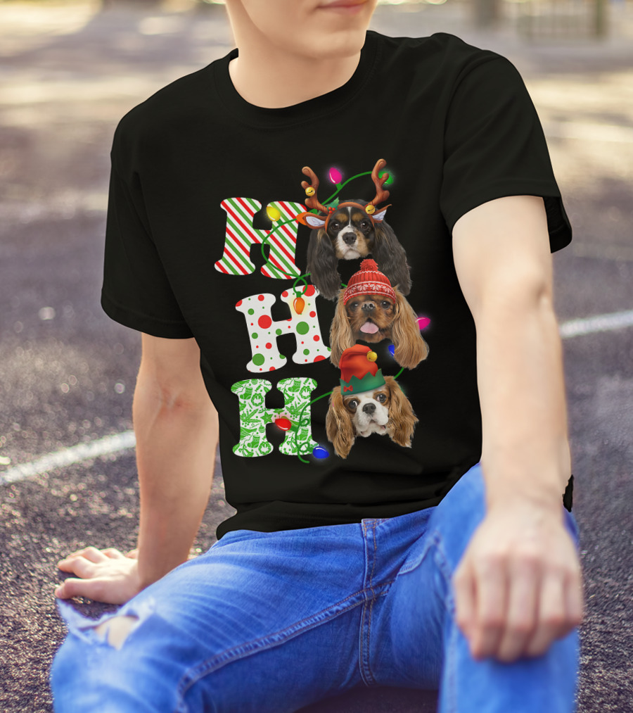 Ho Ho Ho Christmas Cavalier King Charles Spaniel Festive Dogs T-Shirt