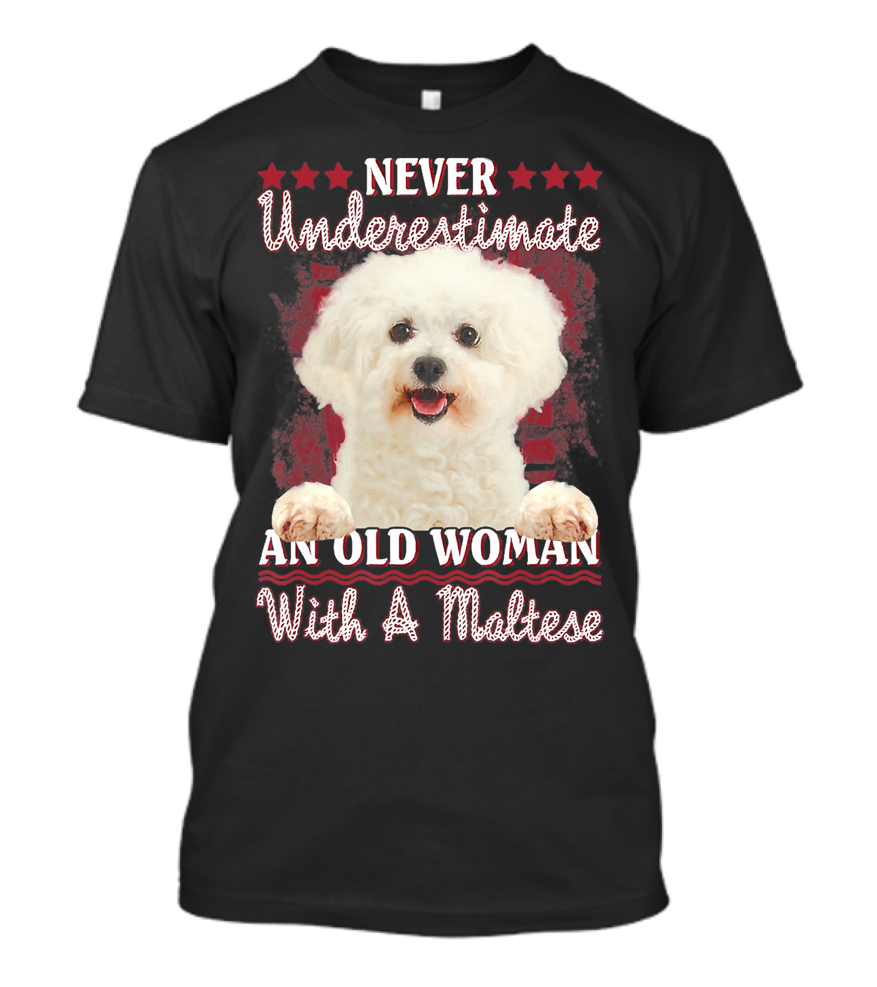 NEVER UNDERESTIMATE AN OLD WOMAN WITH A MALTESE T-Shirt