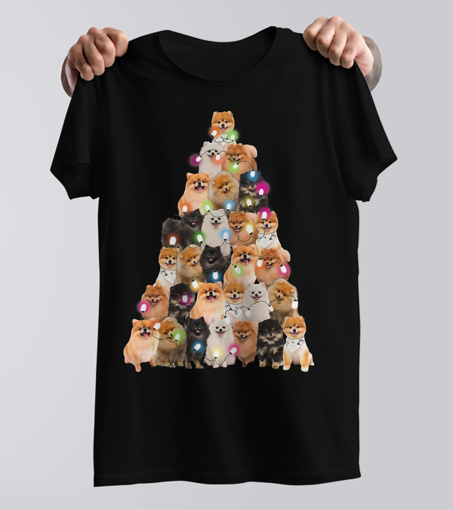Holiday Cheer Pomeranian Christmas Tree Of Festive Pups T-Shirt