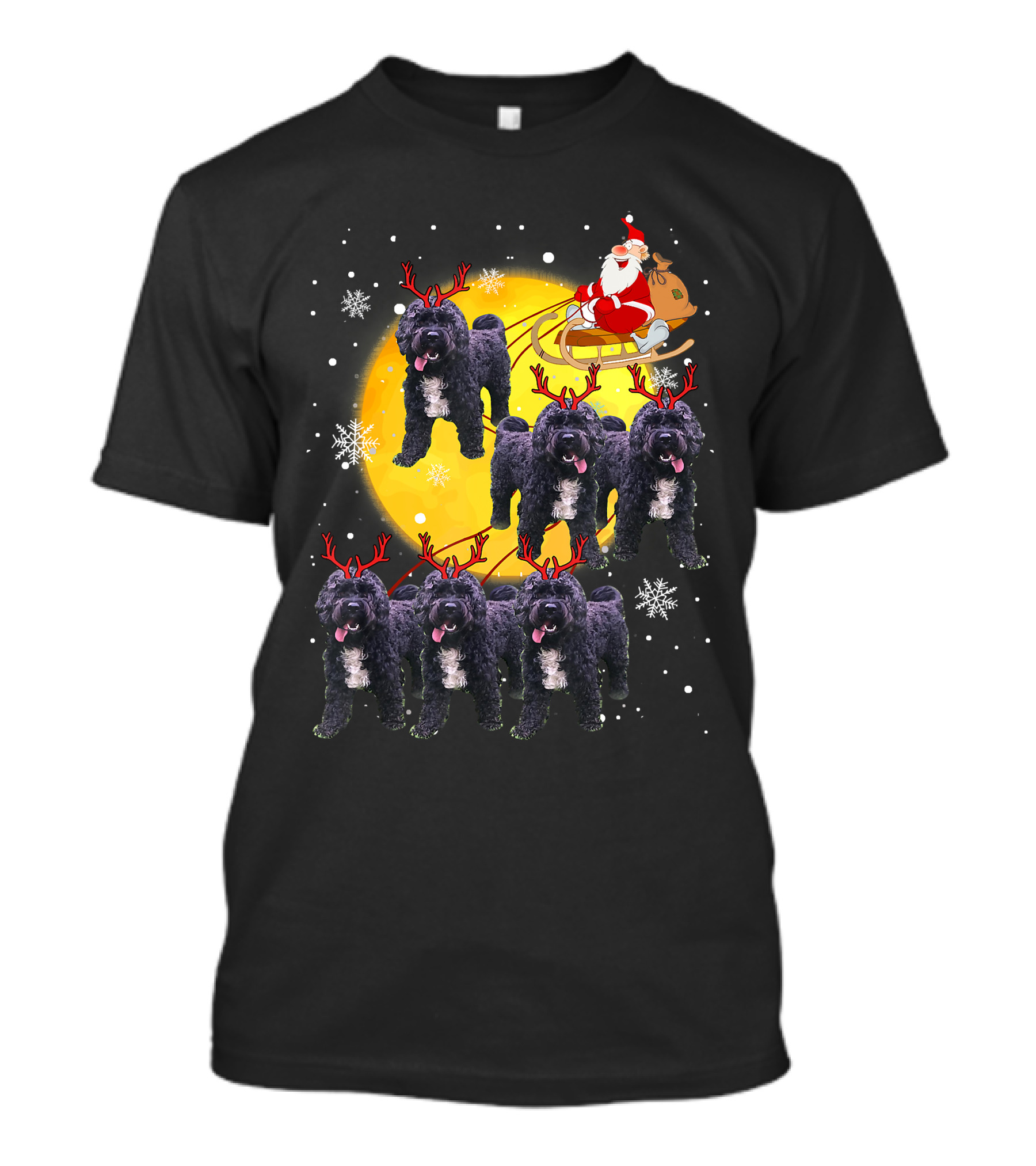 Cockapoo Reindeer Santa Sleigh Christmas Funny Cocka T-Shirt
