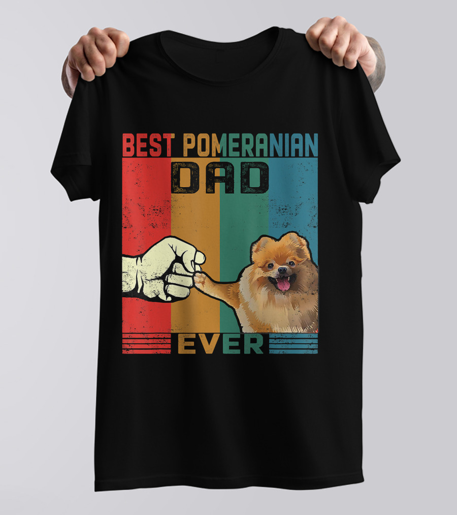 Best Pomeranian Dad Ever Vintage Fist Bump T-Shirt