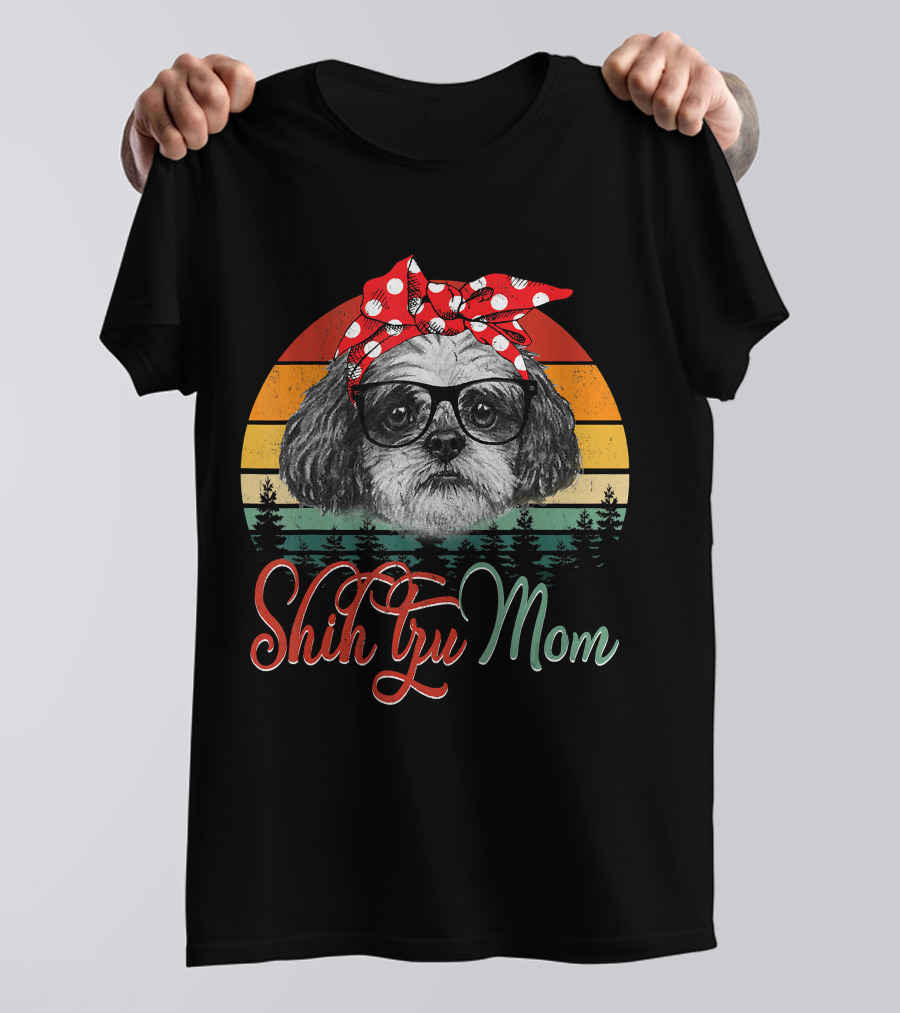Shih Tzu Mom Retro Dog Lovers Mother T-Shirt