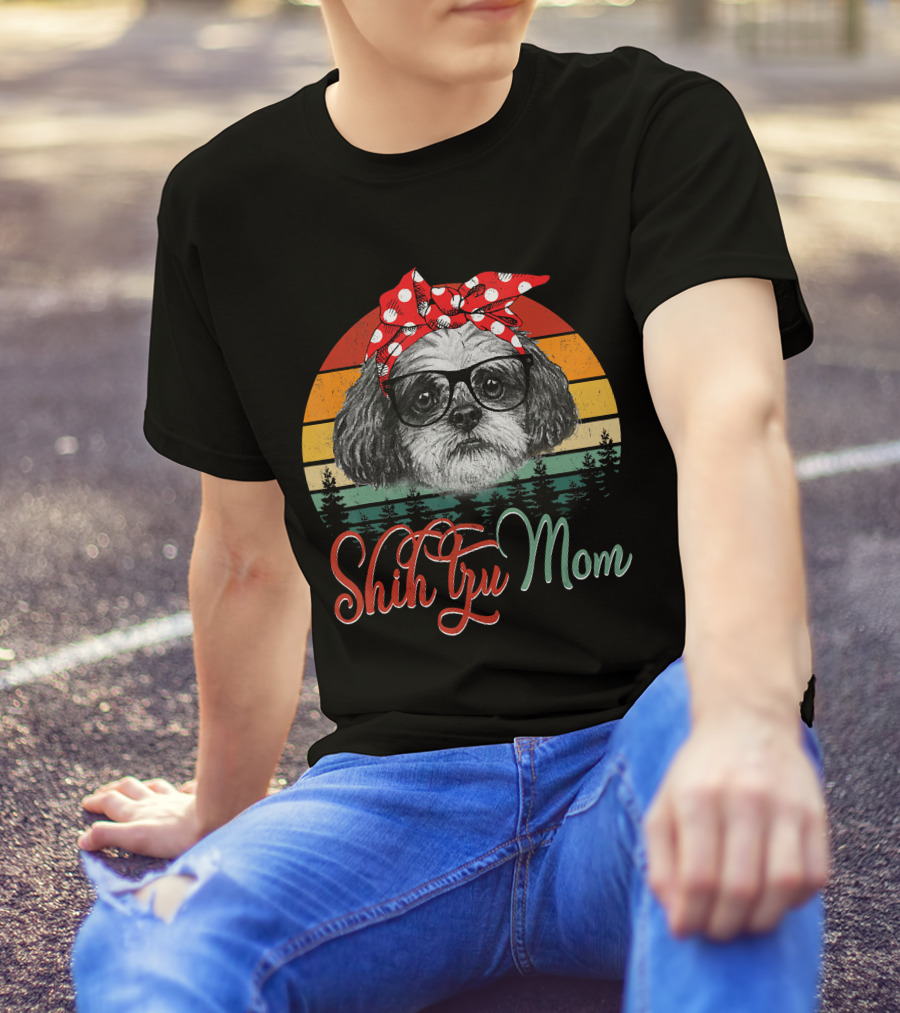 Shih Tzu Mom Retro Dog Lovers Mother T-Shirt