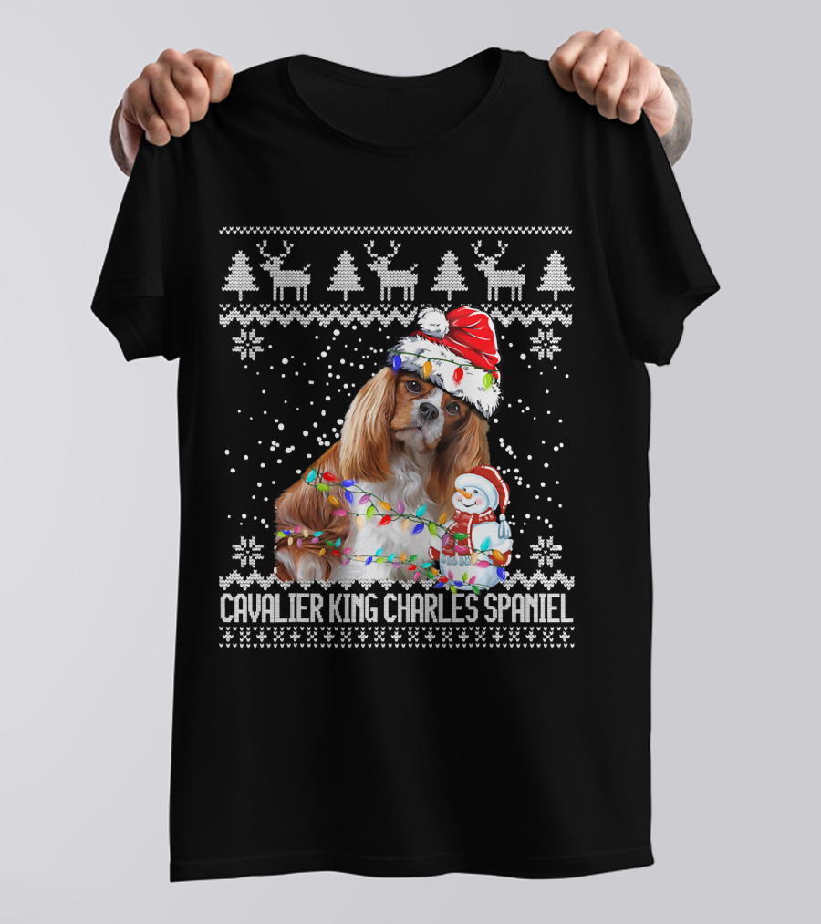 Cavalier King Charles Spaniel Christmas Santa Snowman Reindeer T-Shirt