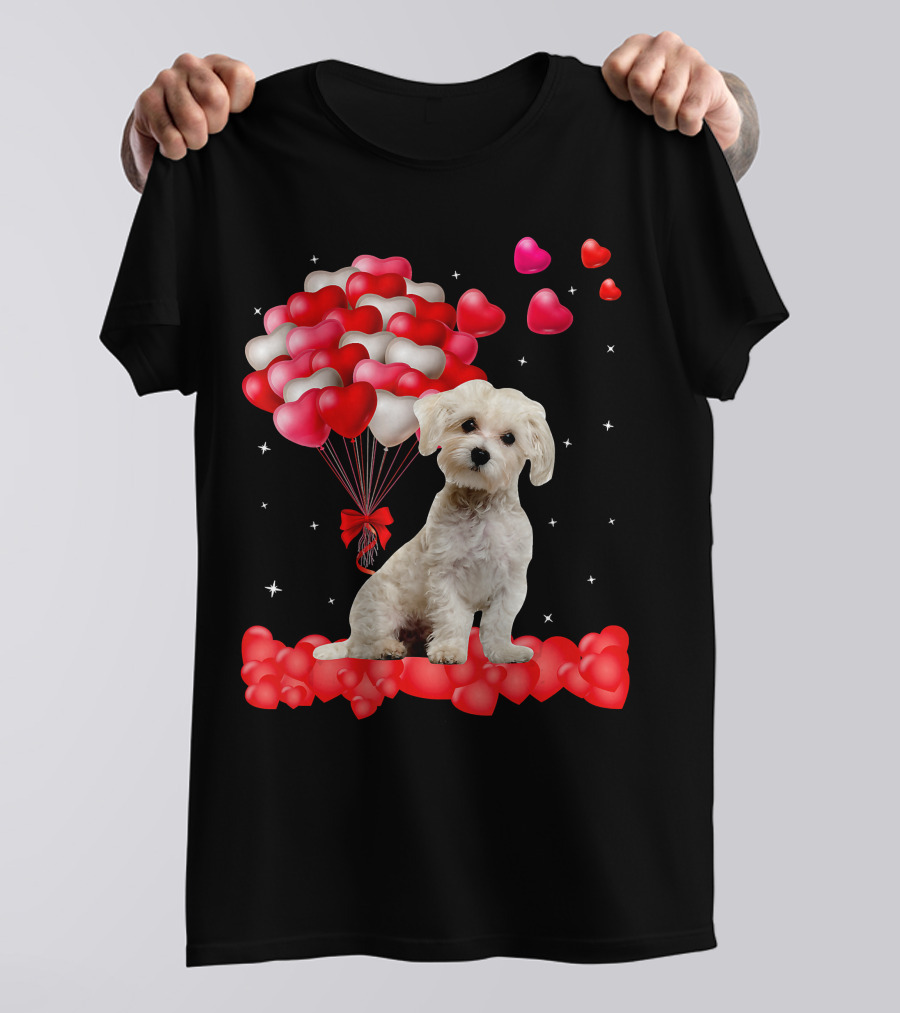 Heartfelt Maltese With Heart Balloons Valentine's Day T-Shirt