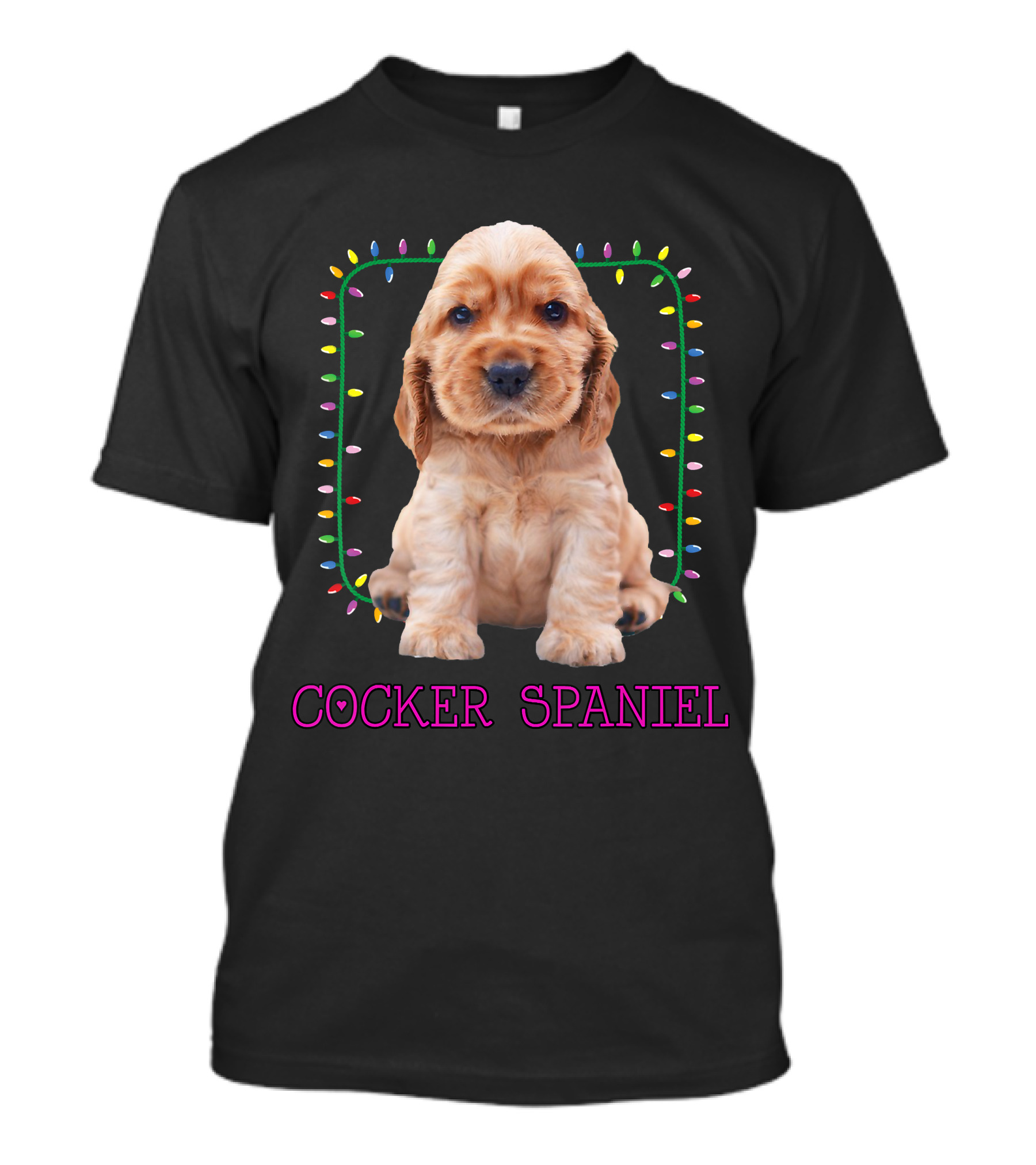 Cocker Spaniel Cute Pup With Christmas Lights T-Shirt