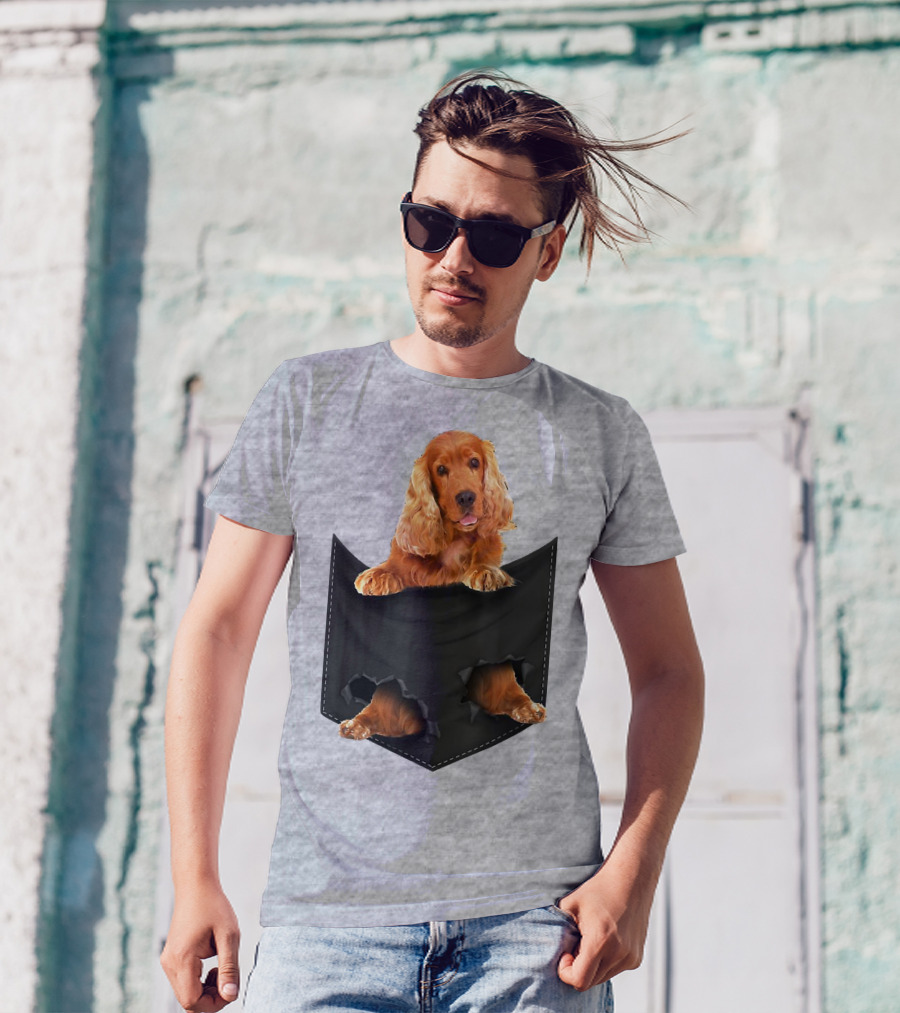 Pocket Sized Charm Red English Cocker Spaniel Peeking Out T-Shirt
