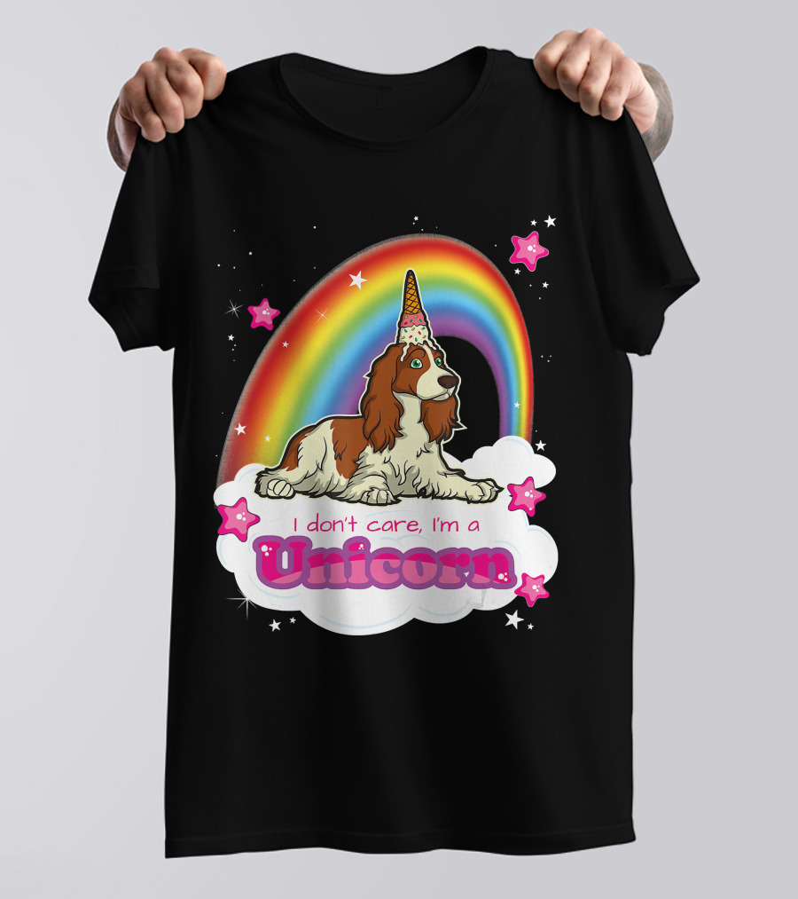 I Don't Care I'm A Unicorn English Cocker Spaniel Rainbow T-Shirt