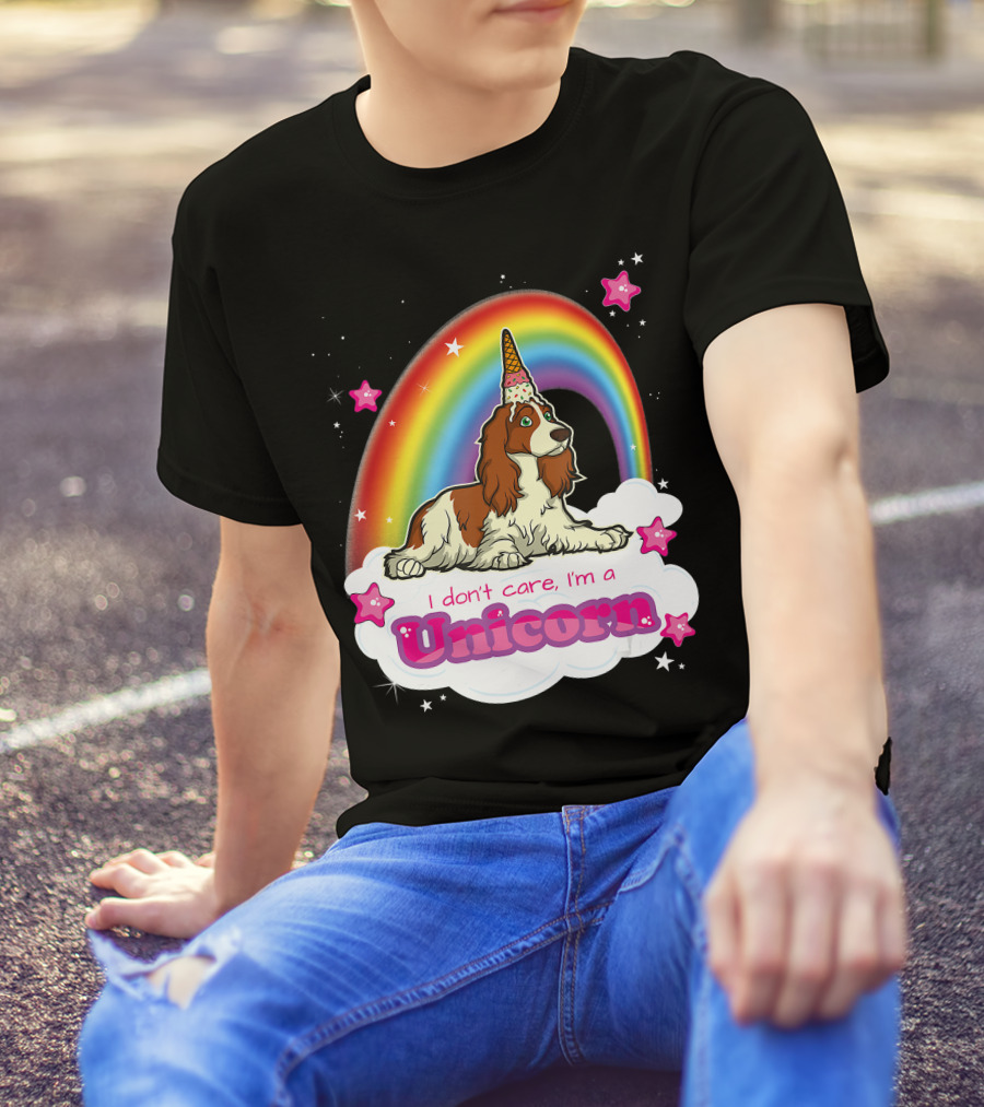 I Don't Care I'm A Unicorn English Cocker Spaniel Rainbow T-Shirt