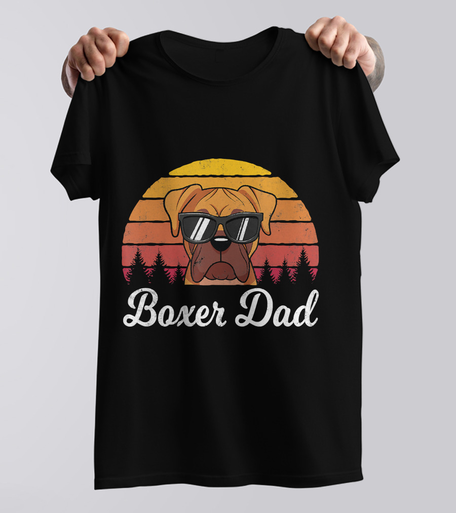 Retro Vintage Boxer Dad Funny Dogs Lover T-Shirt