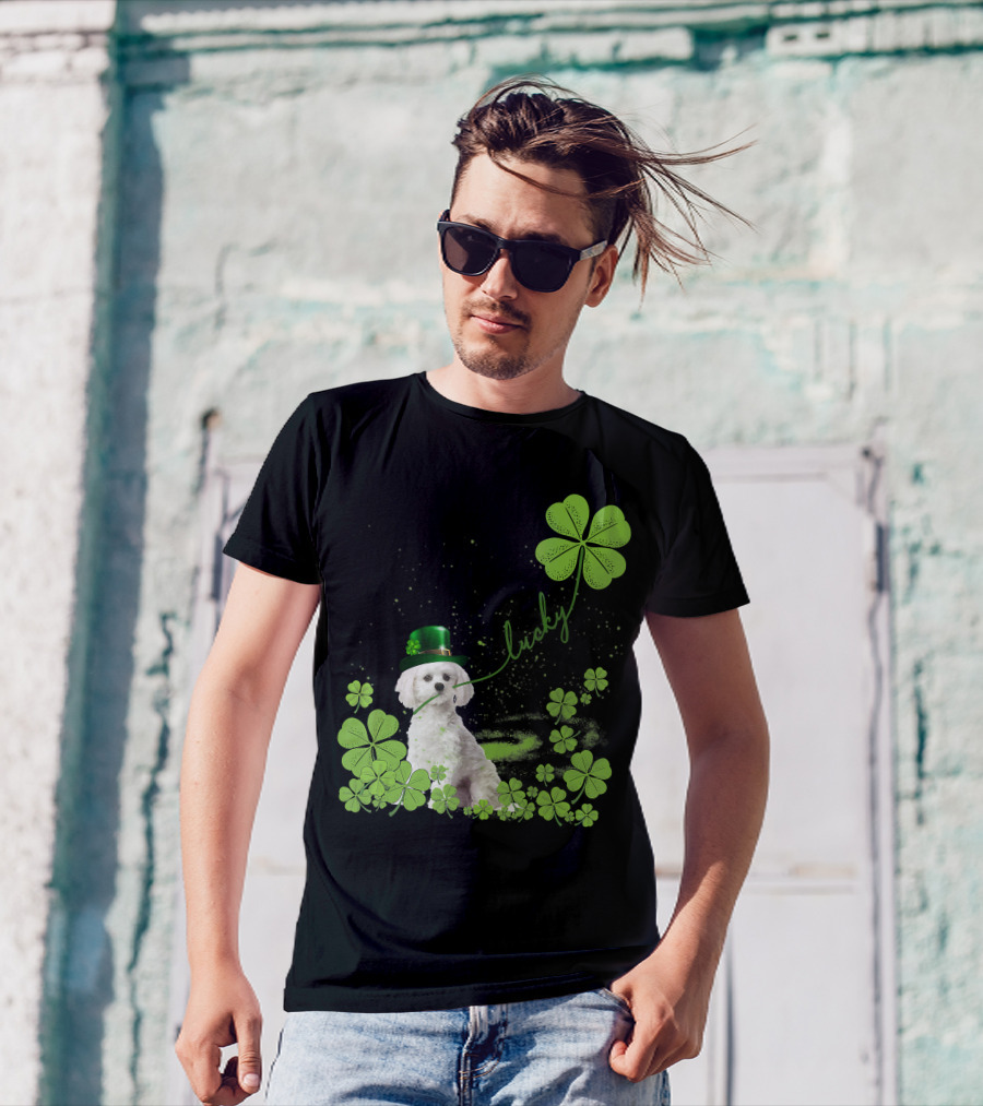 Lucky Shamrock Maltese Dog St Patrick's Day T-Shirt