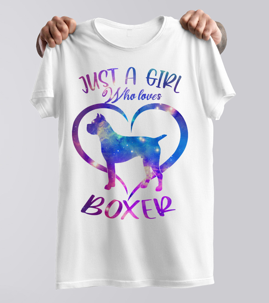Just A Girl Who Loves Boxer Heart Galaxy T-Shirt