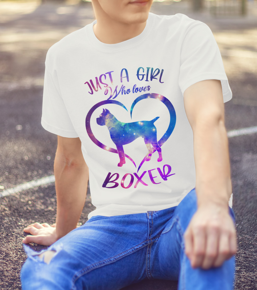 Just A Girl Who Loves Boxer Heart Galaxy T-Shirt