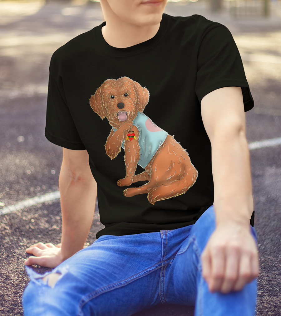 Cockapoo Dog I Love Mom Tattoo T-Shirt