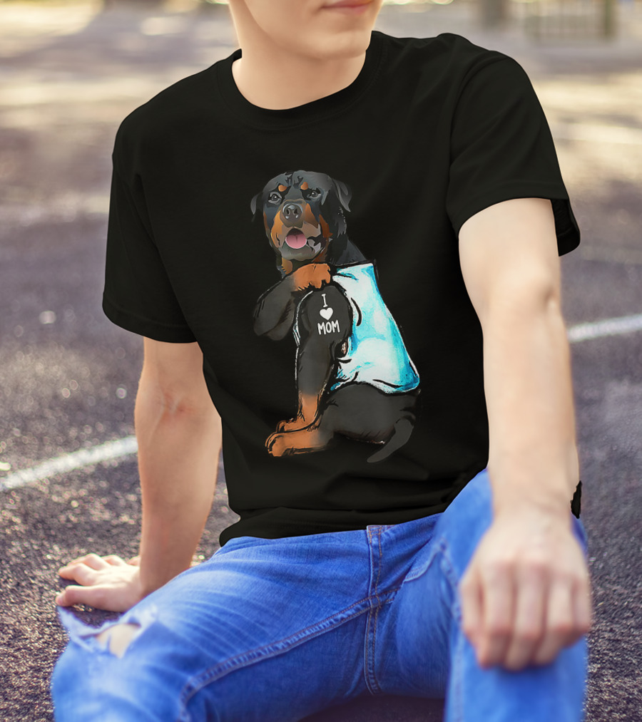 I Love Mom Rottweiler Tattoo T-Shirt