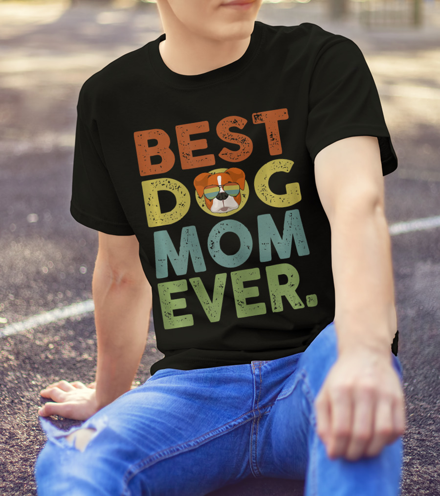 Best Dog Mom Ever Vintage Boxer T-Shirt