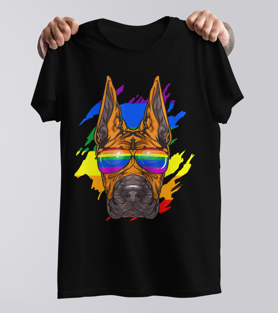 Rainbow Sunglasses Great Dane Pride T-Shirt