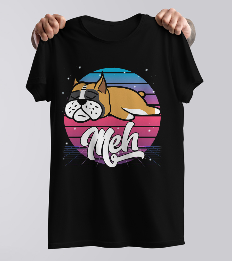 Meh Vaporwave Aesthetic Otaku Meme Retro Dog T-Shirt