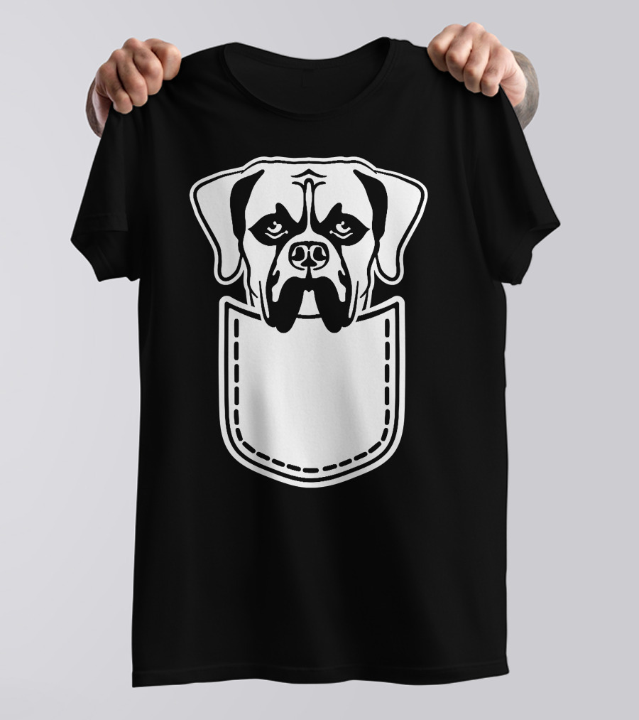 Boxer Pocket Peeking Dog T-Shirt