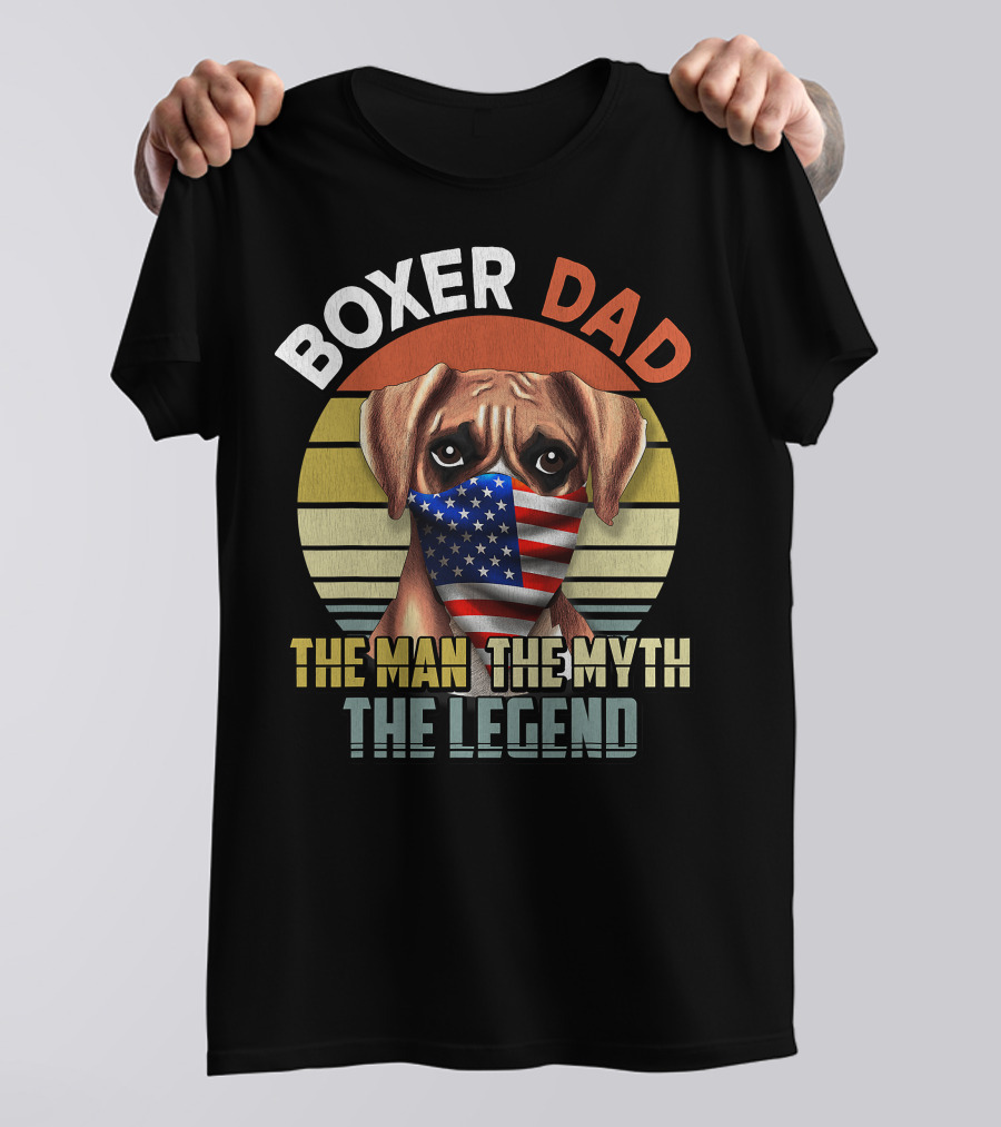 Boxer Dad US Flag Face Mask The Man The Myth The Legend T-Shirt