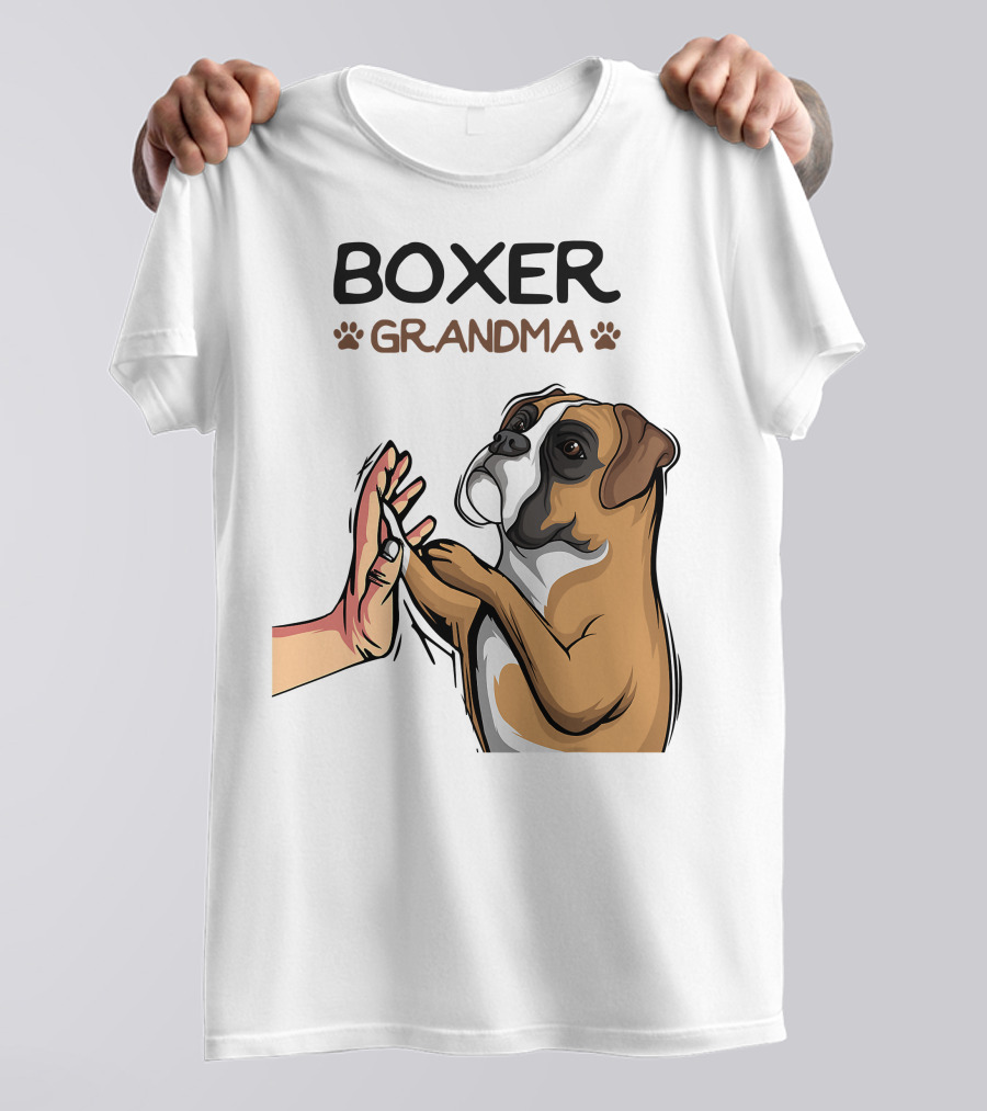 Boxer Grandma High-Five With Dog Paws T-Shirt