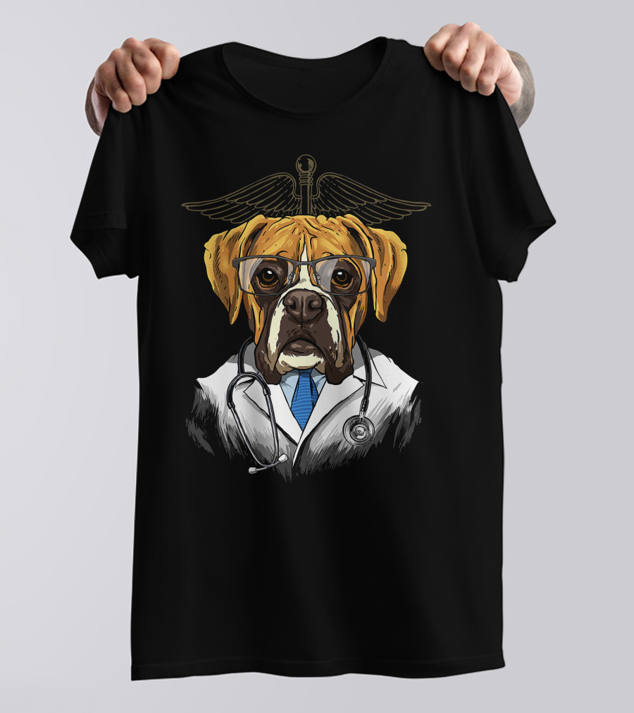 Boxer Dogtor Vet Veterinarian Dog Doctor With Stethoscope And Medical T-Shirt
