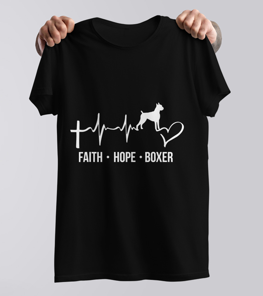 Faith Hope Boxer Heartbeat Dog Owner Lover Women Me T-Shirt